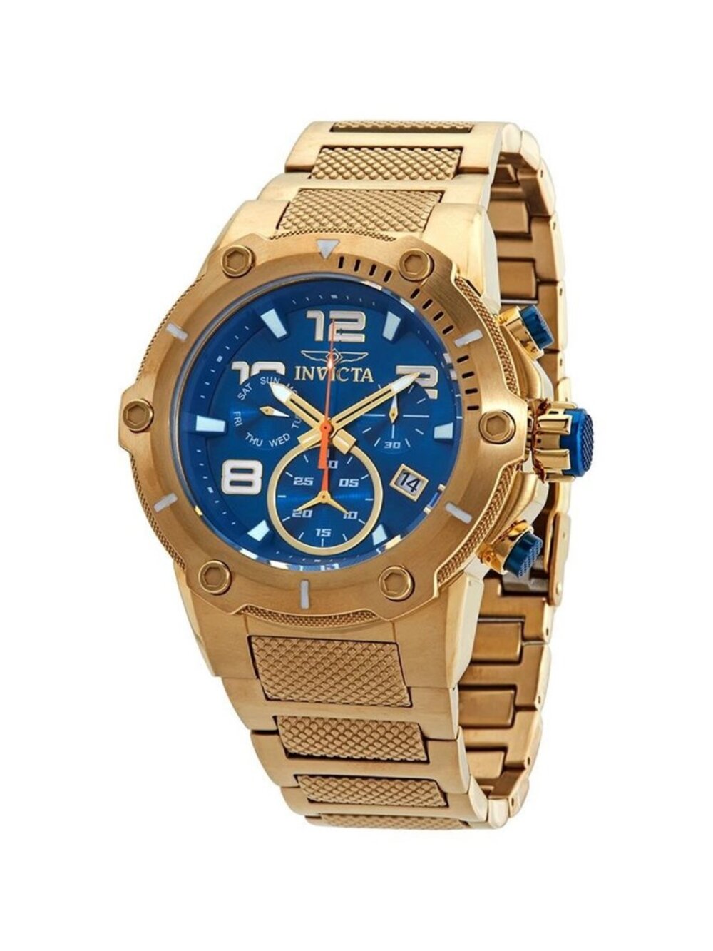 NWT Invicta Speedway Chronograph Blue Dial Gold Ion-plated Men's Watch